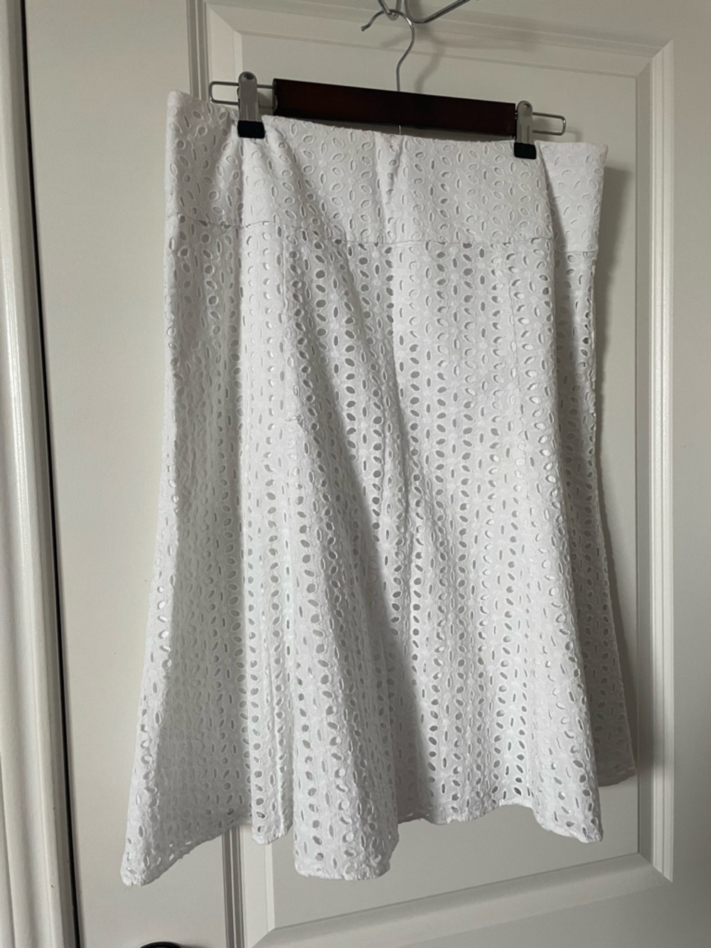 White Eyelet A-Line Skirt by Jones Wear Studio